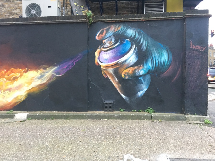 Flaming Spray Can Street Art - Camden